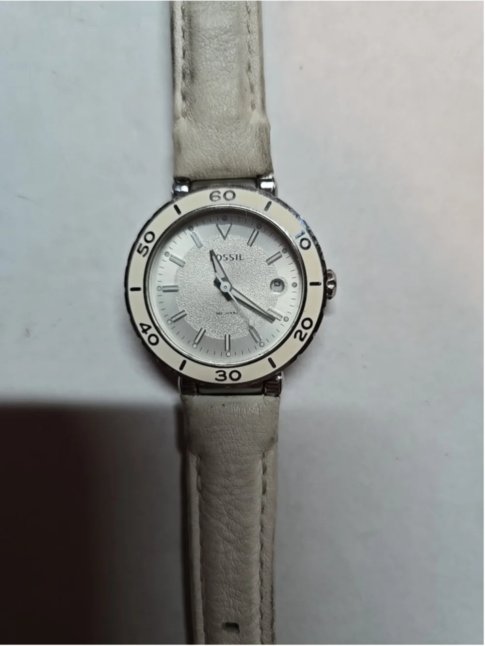 Fossil Women's AM4285 Allie Sport Leather Strap Silver Dial Watch
